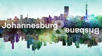 Brisbane and Johannesburg Skyline